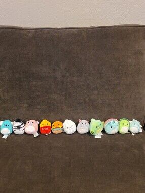 Assorted Mini Plush Squishmallows Set Of 11- Pastel & Bright Colors
